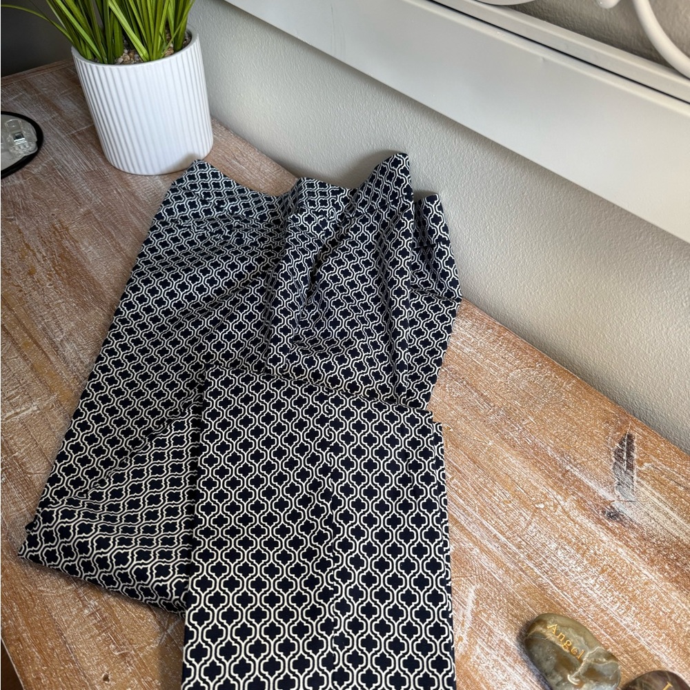 New Dalia Navy and White Patterned Pants